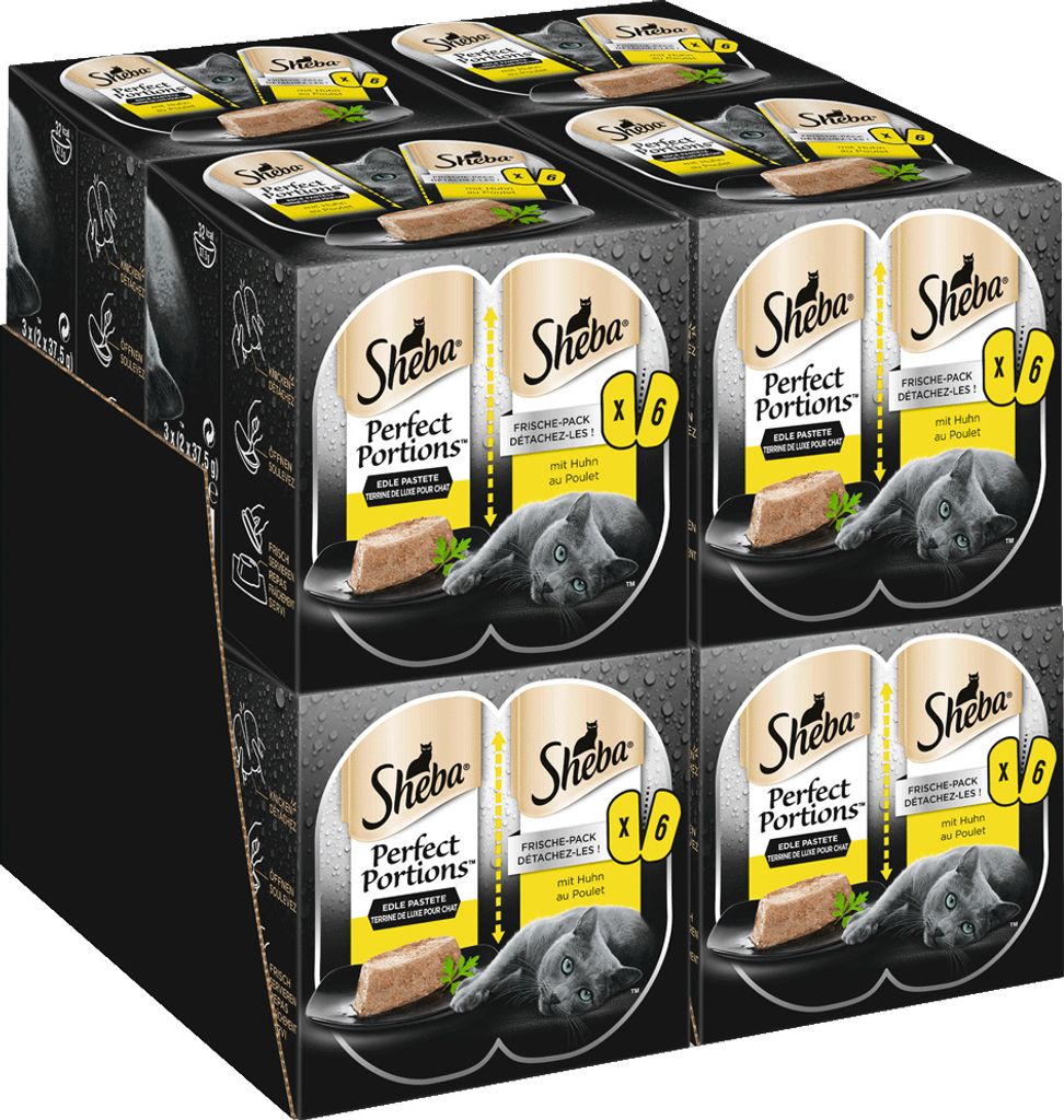 SHEBA PERFECT PORTIONS mit Huhn 8 x 6 x 37,5g