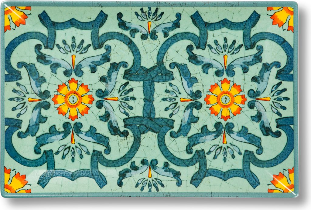 Excelsa platte/tablett Trinacria keramik 30x20 cm bunt