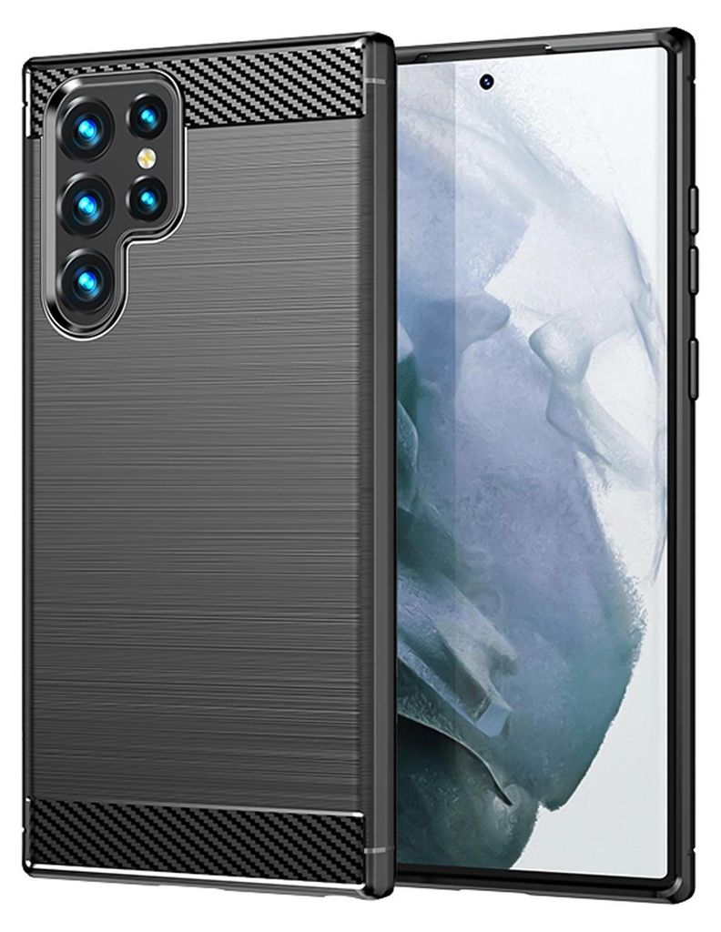 A smartphone case is shown next to a smartphone.