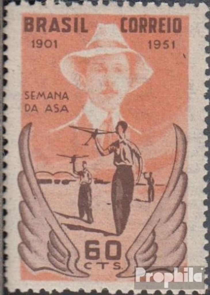 Briefmarken Brasilien 1951 Mi 773 postfrisch Flug Santos Dumont um den Eiffelturm