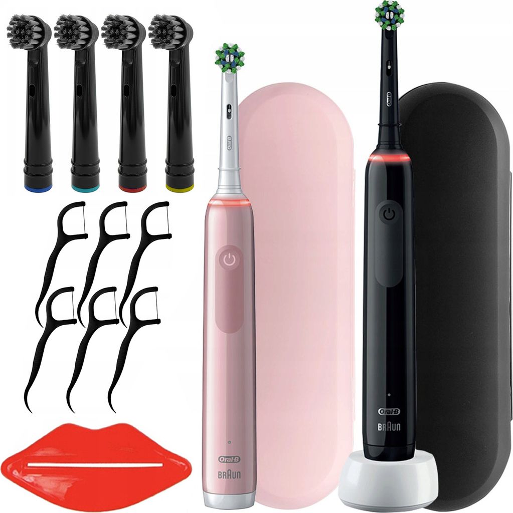 Oral-B elektrische Zahnbürste Pro 3 3900 Duo Set schwarz pink Zubehör