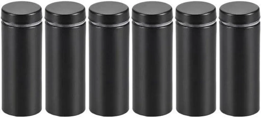 Entretoise en verre RVS noir 19mm x 51mm - Lot de 6 fixations murales