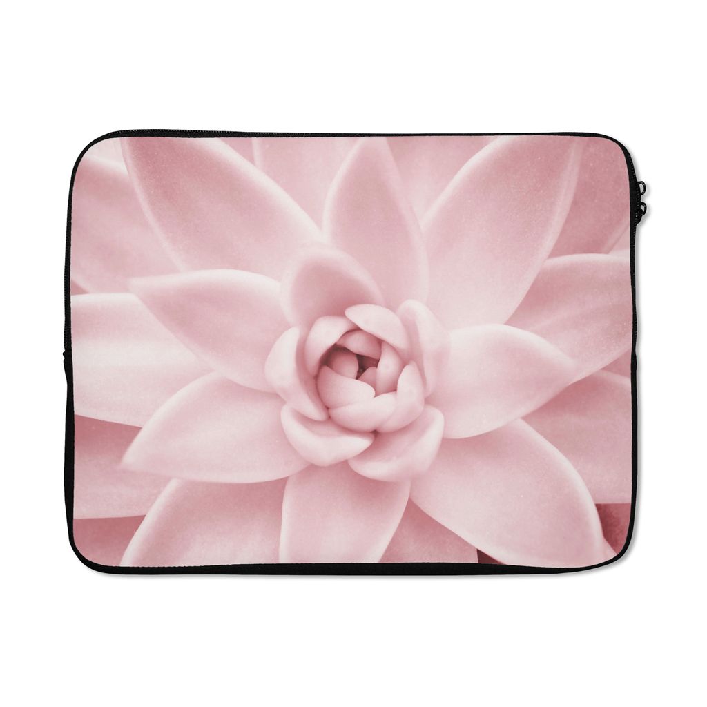 MuchoWow Laptop Hülle 17 Zoll Laptoptasche Blume - Rosa - Natur - Pflanze - Zipper - Schutzabdeckung