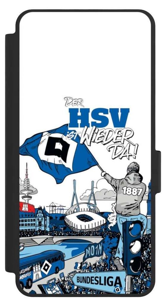 NIVOCASE Klapphülle für Samsung Galaxy S26 Handyhülle aus Kunst Leder NIVOflip schwarz Aufstieg Hamburger SV Offizielles Lizenzprodukt