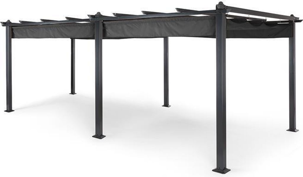 Blumfeldt Pavillon 3x6m, Rostfreier Metall-Pavillon mit Einziehbarem Dach, Pavillon Wasserdicht, Stabil & Winterfest, Langlebige Pergola Freistehen...