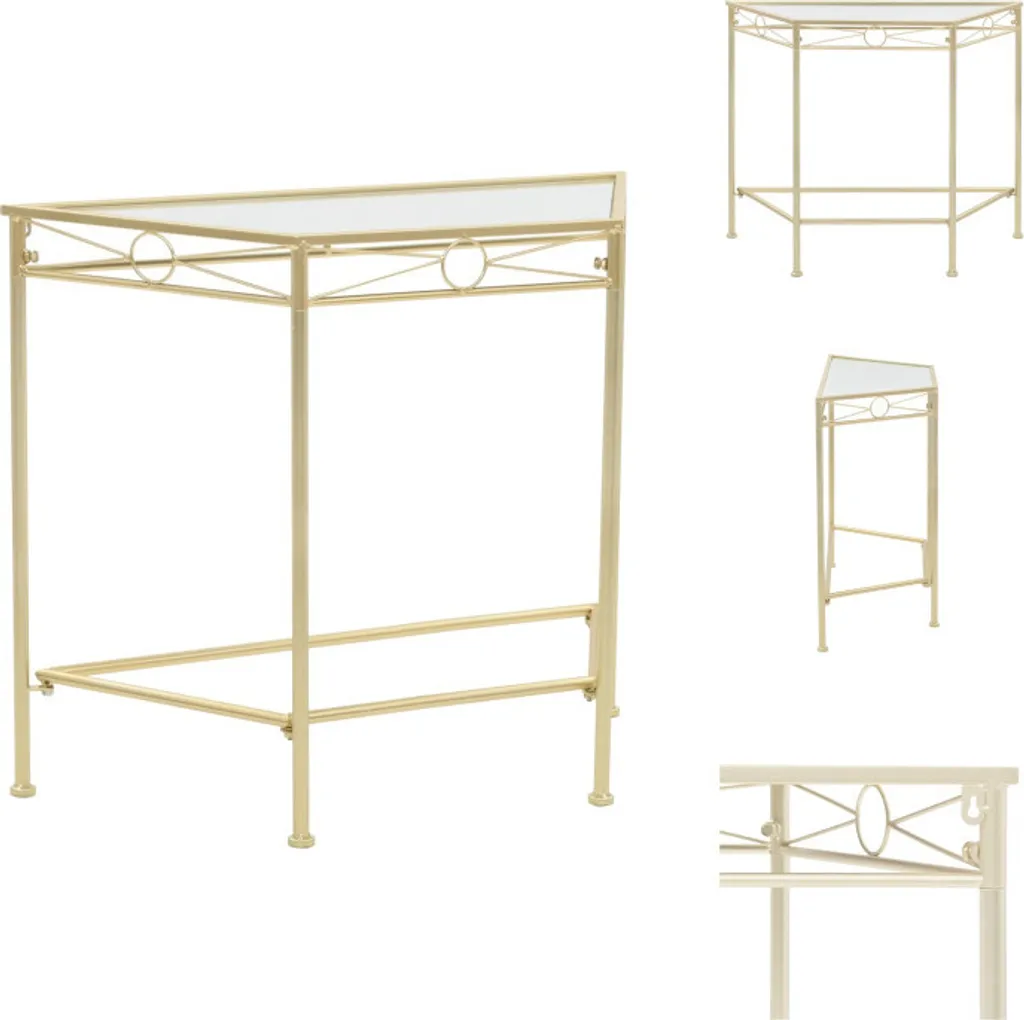 vidaXL Tavolino stile vintage in metallo 87x34x73 cm oro - Tavolini