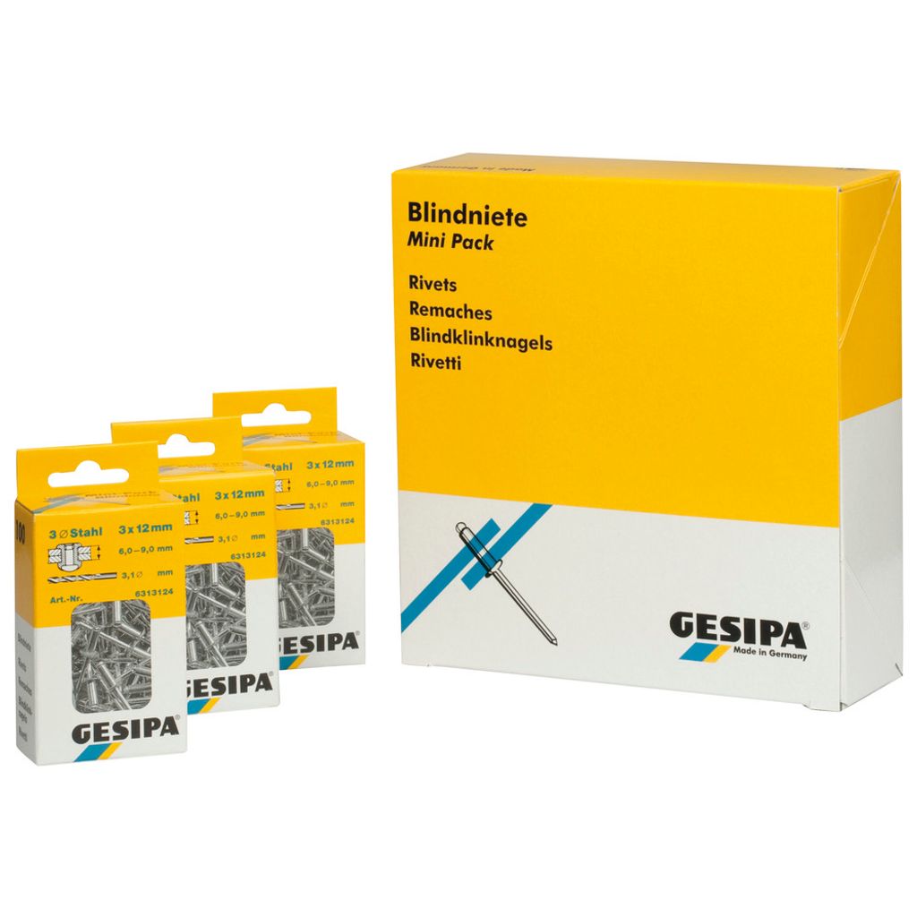 Gesipa Blindniete Mini-Pack Stahl/Stahl 3 x 6