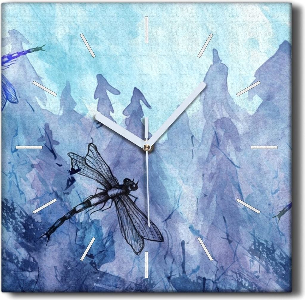 Coloray Hodiny Unikátní 30x30 cm Tiché hodiny Pro obývací pokoj a kuchyň Nástěnné hodiny Plátno Černé ručičky hodin - Wald Watercolo...