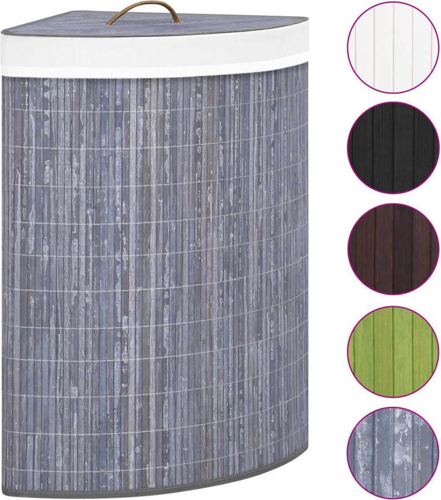 vidaXL Rohový koš na prádlo Bamboo Grey 60 L Obrázek produktu 