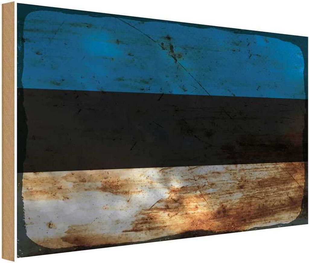 vianmo Holzschild 12x18 cm Estland Estonia Rost Flagge Fahne Wappen