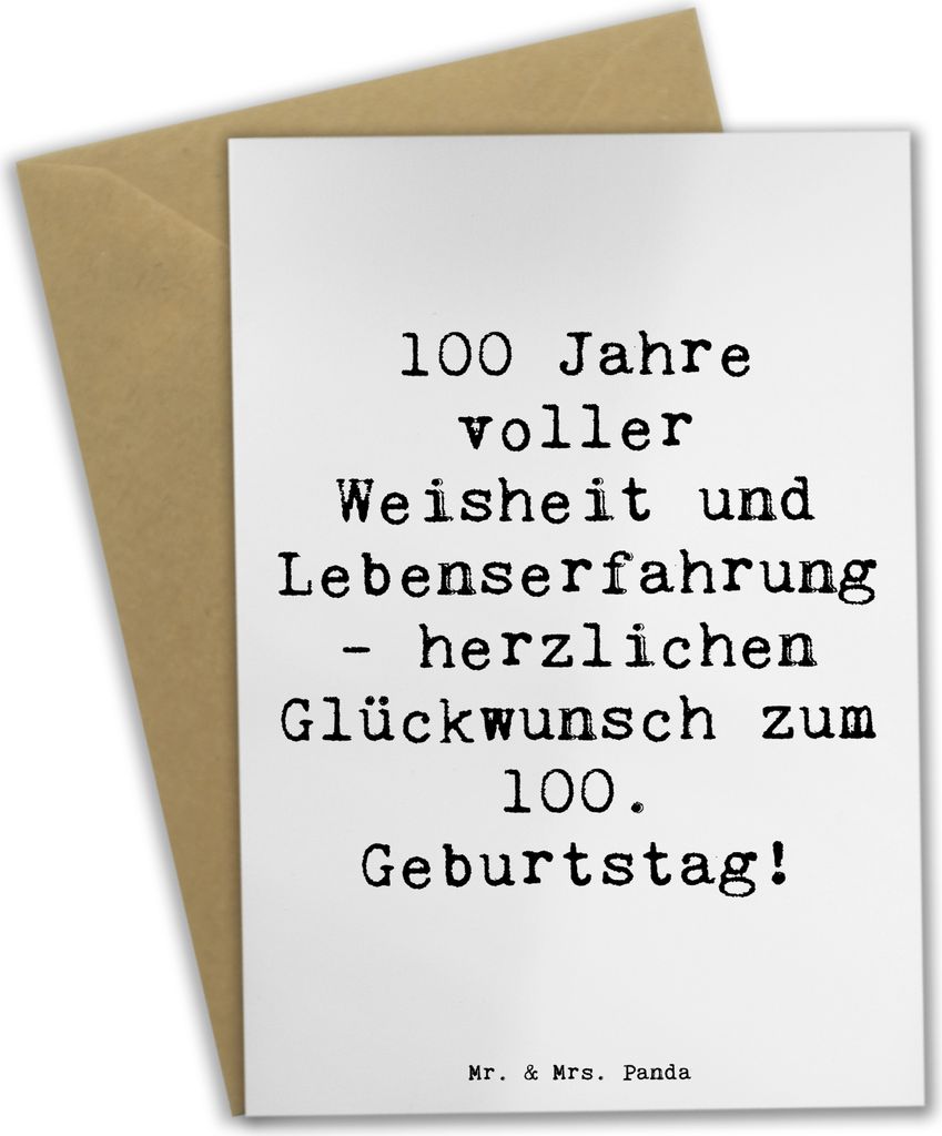 Mr. & Mrs. Panda Klappkarte Spruch 100. Geburtstag - Weiß - Geschenk, Happy Birthday, weihnachtskarten, vatertagskarte, einladungskarten, osterkar...
