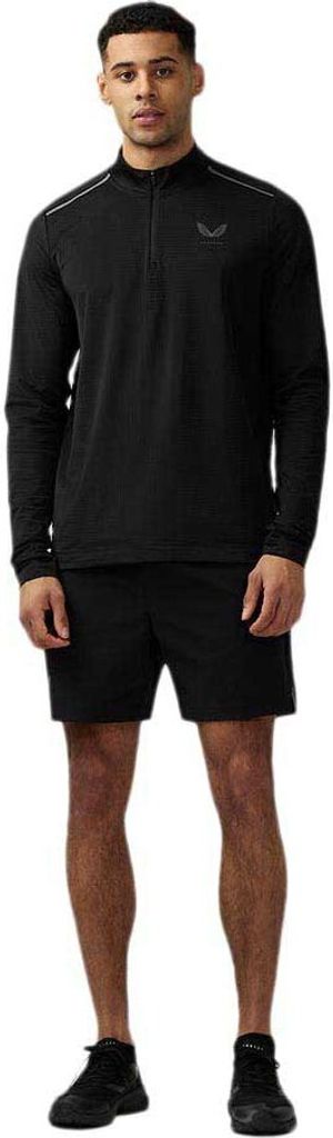 Castore Apex Aeromesh Halbreißverschluss-langarm-t-shirt Schwarz L Mann Schwarz L