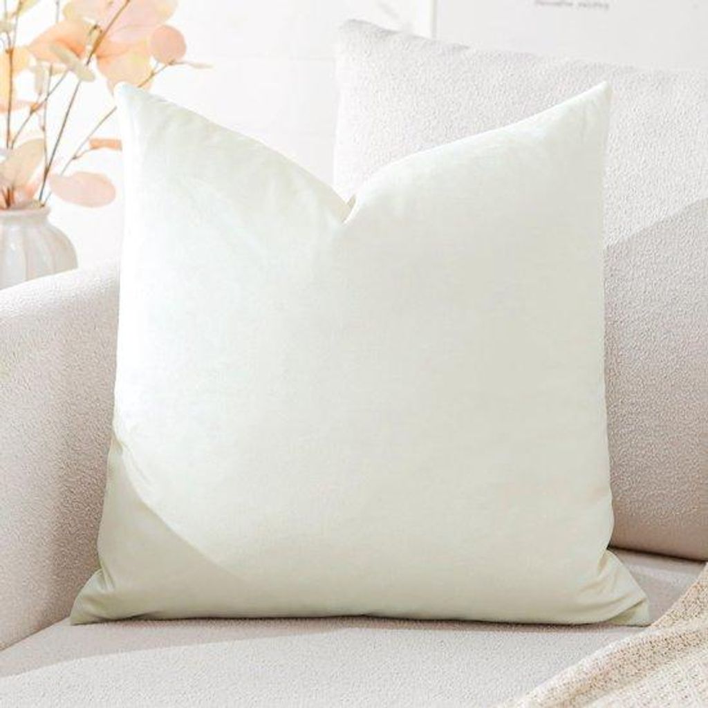 Flauschiges Dekokissenbezug Sierkissenüberzug für Bett oder Schlafzimmer, 50x50cm, cremeweiß