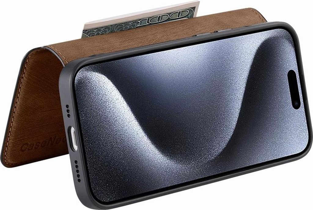 iPhone 16 Pro Hülle - CaseNeo 2-in-1 Klapphülle & Back Cover - MagSafe Compatible - Braun
