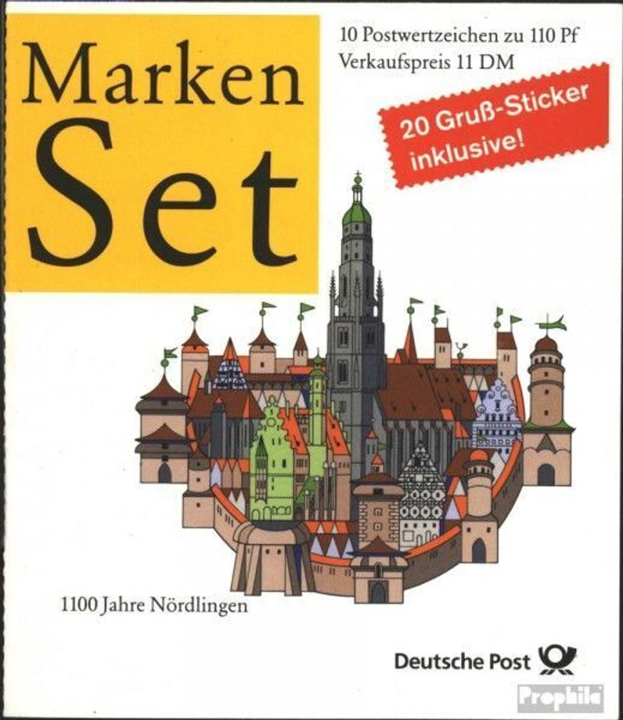 Briefmarken BRD (BR.Deutschland) 1998 Mi MH37 (kompl.Ausg.) postfrisch Nördlingen