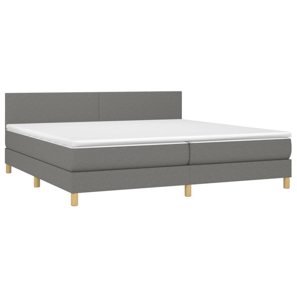 SYFAX Boxspringbett mit Matratze Dunkelgrau 200x200 cm Stoff
