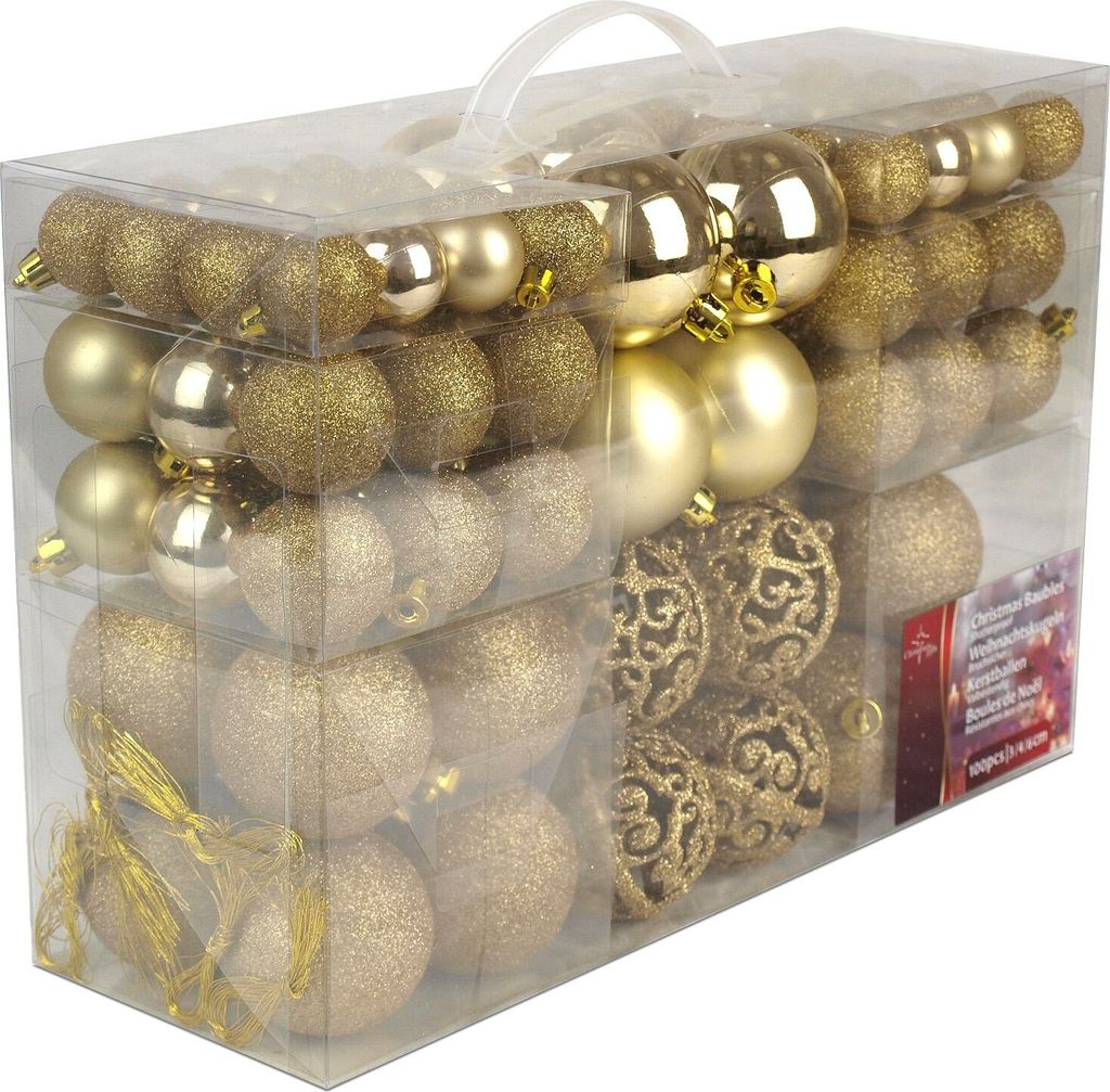 Christmas Gifts Weihnachtskugeln Set Gold - 100 Kunststoff Produktbild 11