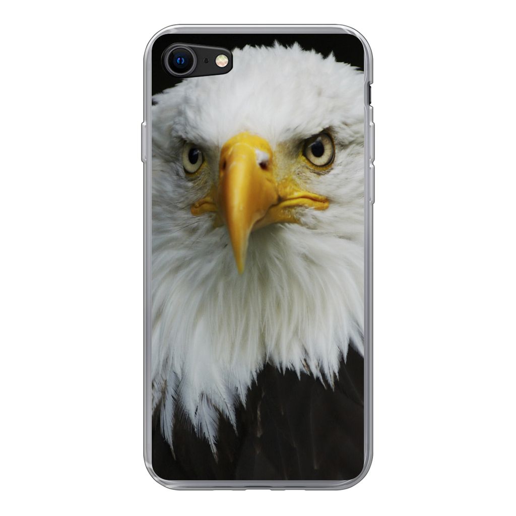MuchoWow Handyhülle Schutzhülle Hülle für iPhone 8 Adler - Schwarz - Weiß Silikon Softcase Handy Hülle - Schutzhaube
