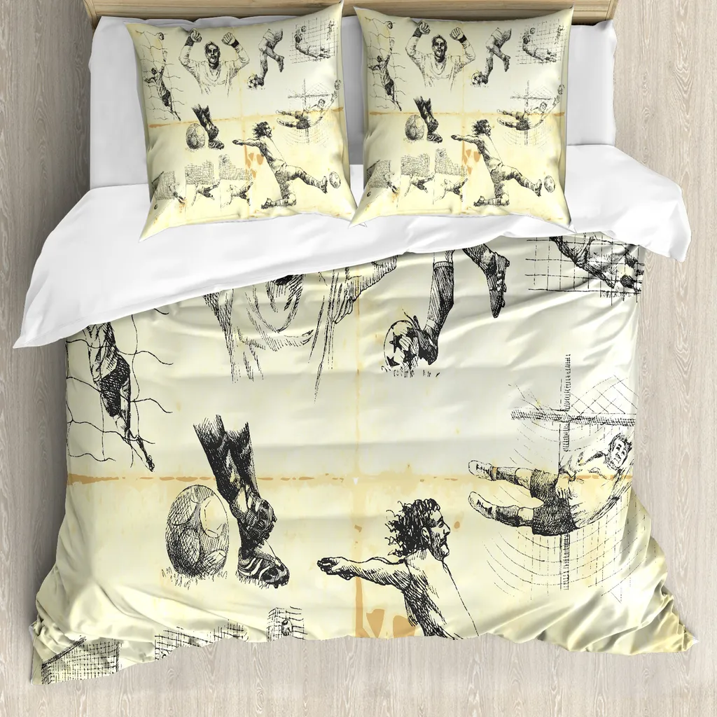 ABAKUHAUS Set Copripiumino Calciatore Matrimoniale Giallo Nero Antiacaro