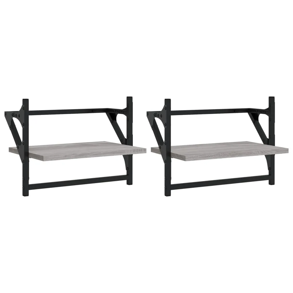 Set 2 Mensole 40x25x30 cm Grigio Sonoma - Arredo Parete Moderno