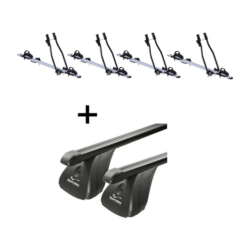 4x Fahrradträger SAGITTAR + Dachträger VDP Stahl kompatibel mit für Seat Ibiza IV 5 Türer 2008-2017