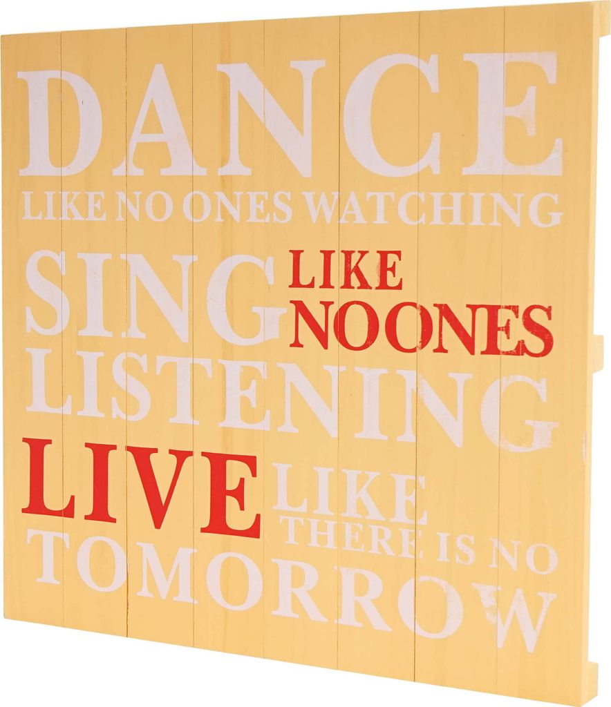Wandschild Dance, Dekoschild Holzschild, Shabby-Look Vintage 60x60cm gelb