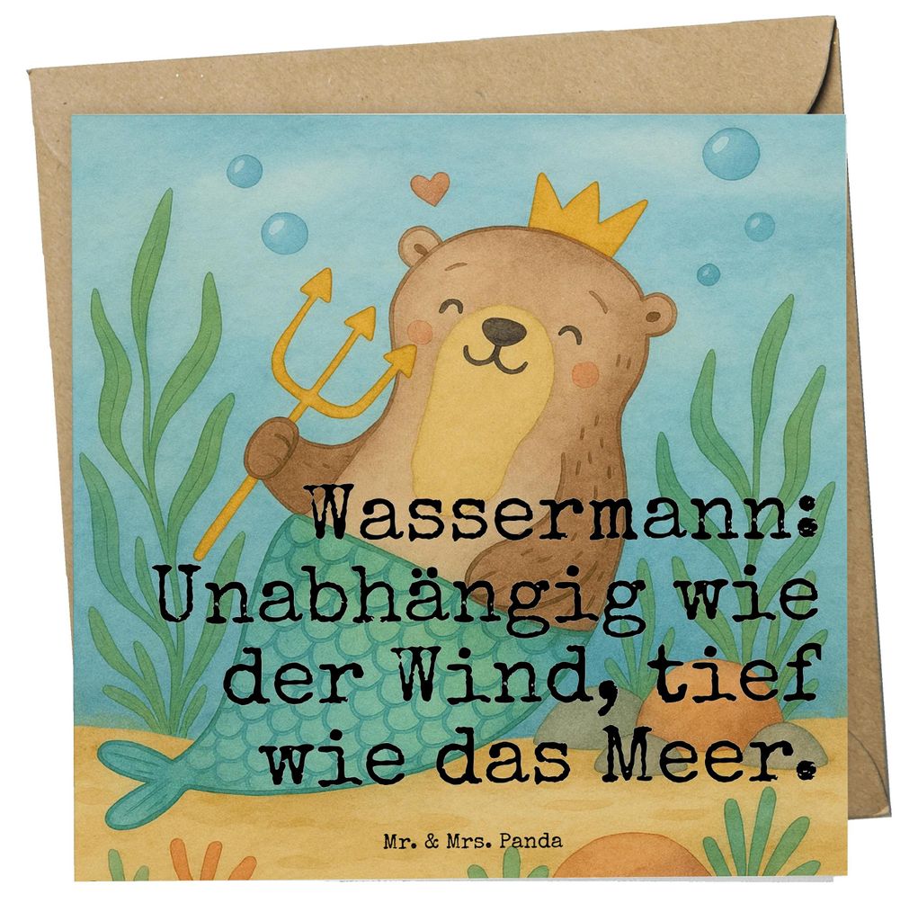 Mr. & Mrs. Panda Grußkarte Wassermann Astrologie Design - Weiß - Geschenk, Geburtstagsgeschenk, Glückwunschkarte, doppelkarte, Sternzeichen, anl...