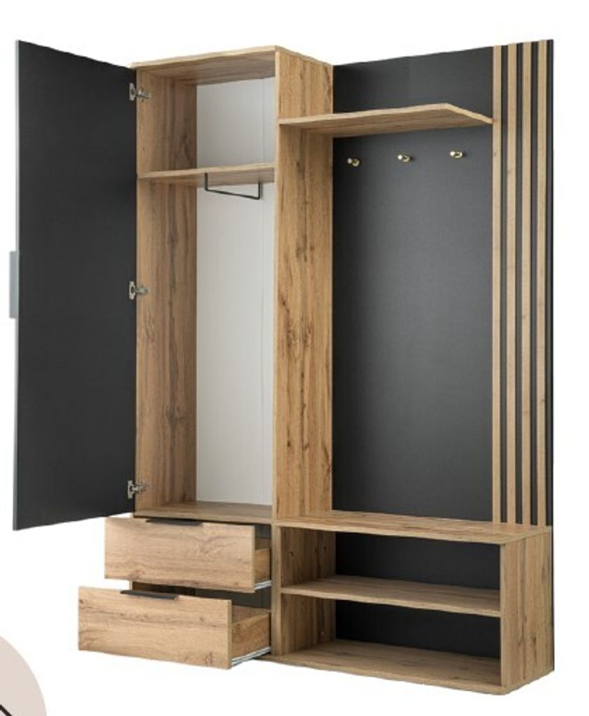 Albello Garderobenschrank Kleiderschrank mit Spiegel Luis Produktbild 3