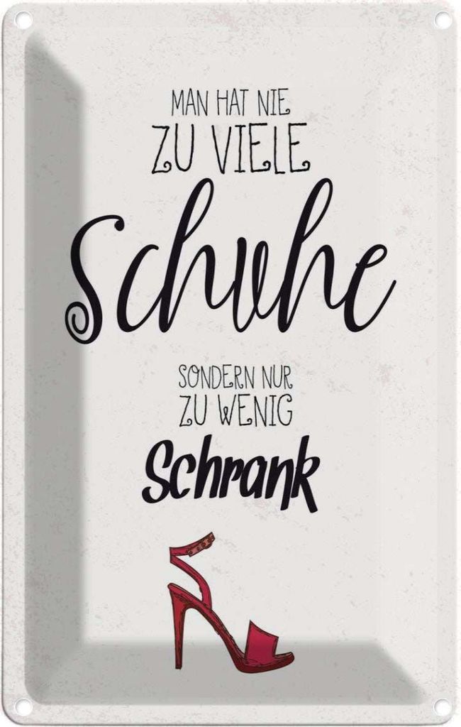 vianmo Blechschild 18x12 cm Schuhe nie zu viel Schrank Produktbild 