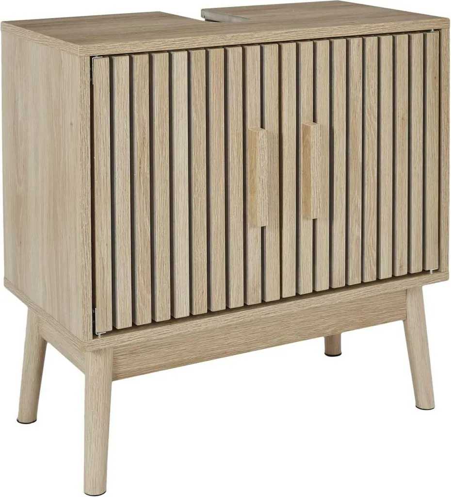 Meuble sous-lavabo à lamelles design Chêne Artisan format 70x60 cm