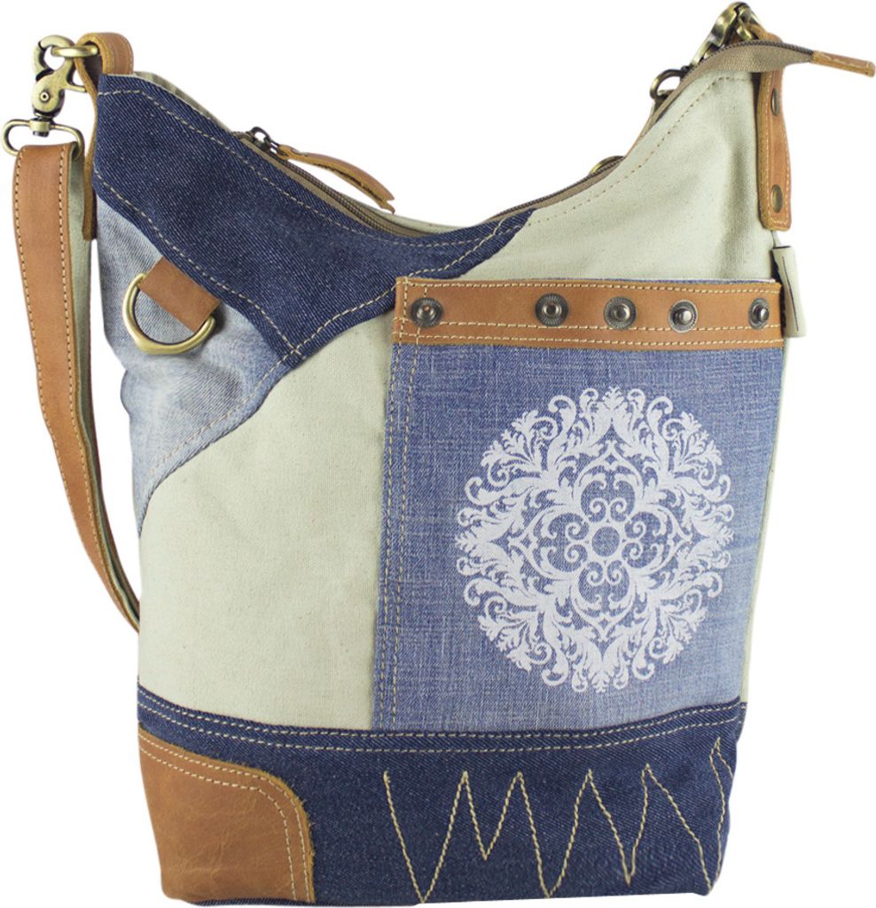 Sunsa Damen Tasche Umhängetasche kleine Schultertasche Handtasche aus Canvas & Jeans blau