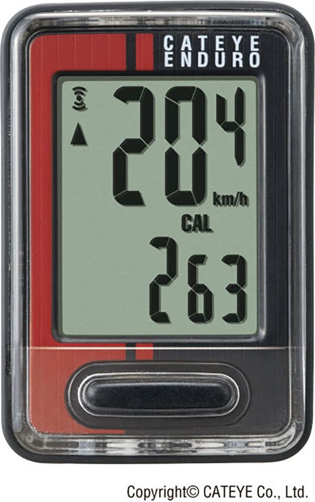 CATEYE Fahrradcomputer Enduro Schwarz/Rot - robuster Bike-Computer mit Kalori...