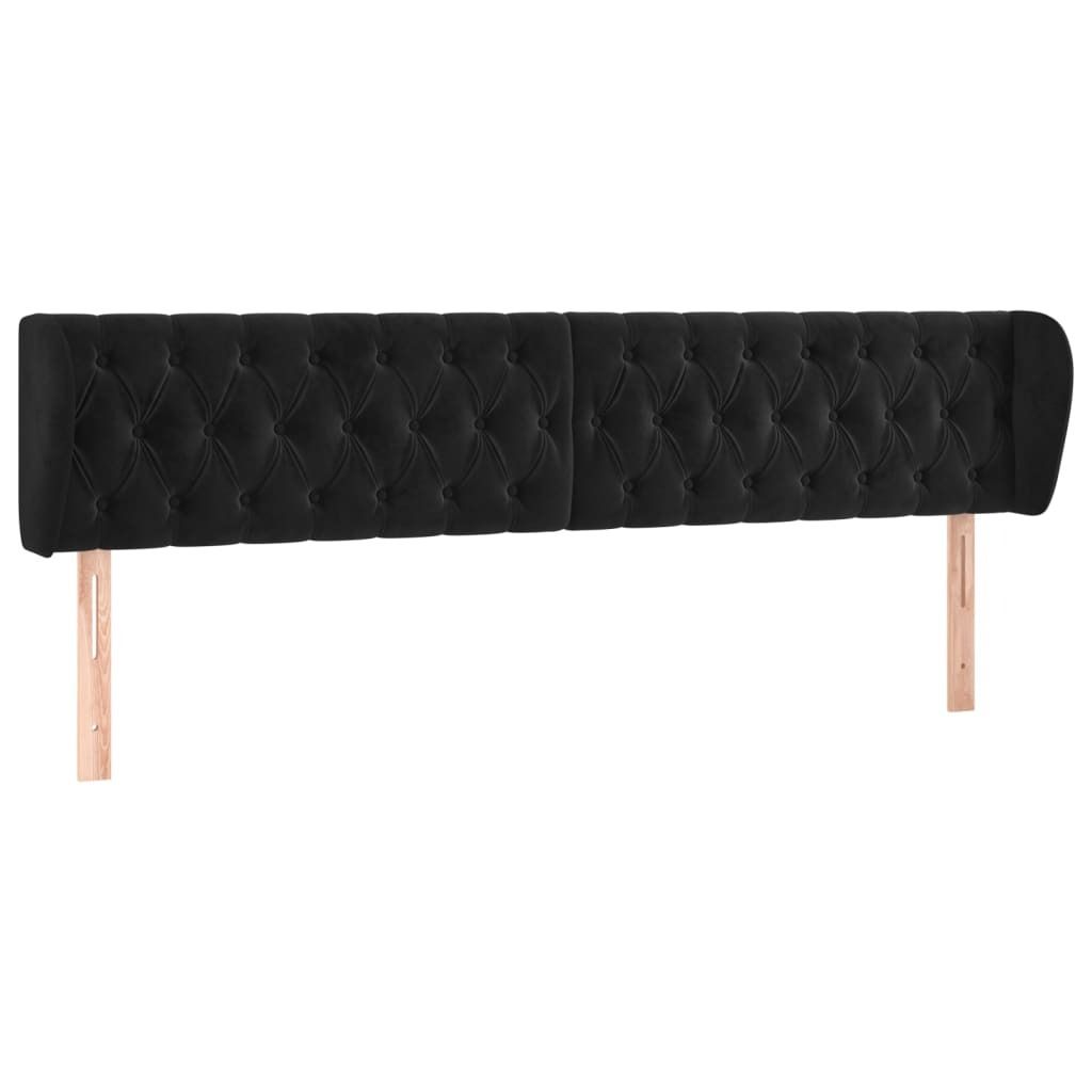 Kopfteil mit Ohren Schwarz 203x23x78/88 cm Samt