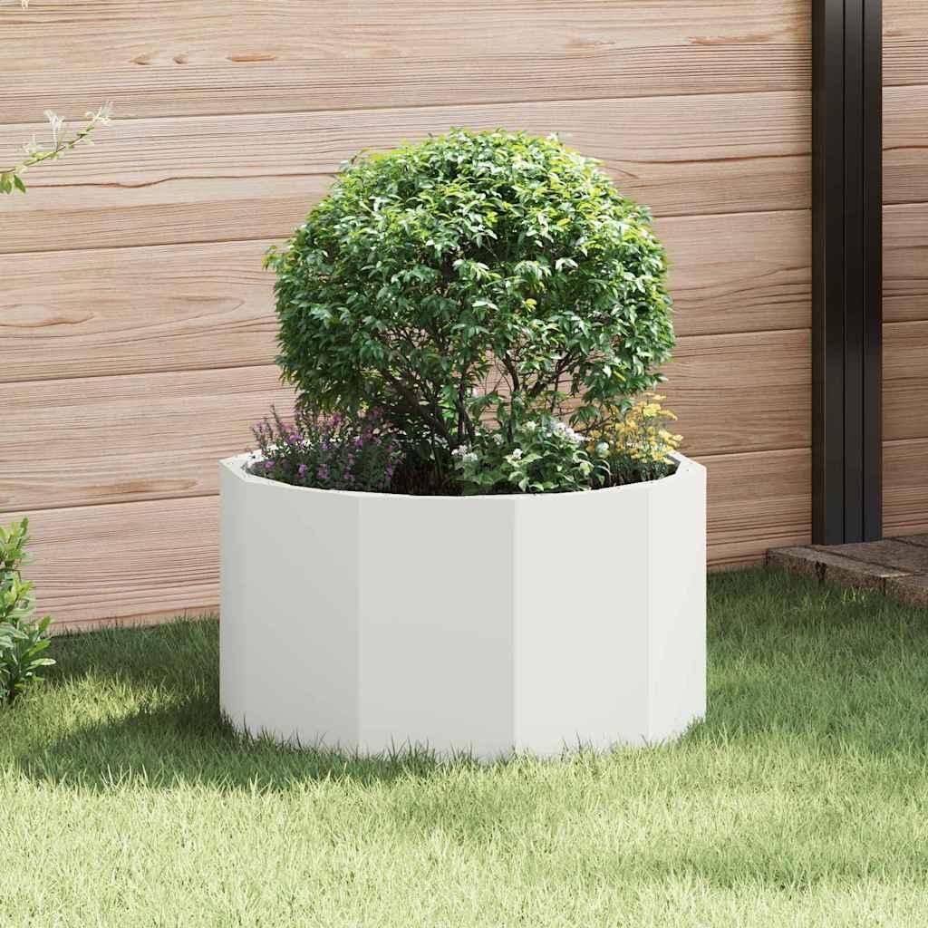 "Schlussverkauf" Pflanzkübel im Garten - 1 pc - Blumenbeet/Gartenbeet - Weiß 60x60x35 cm Stahl C13612