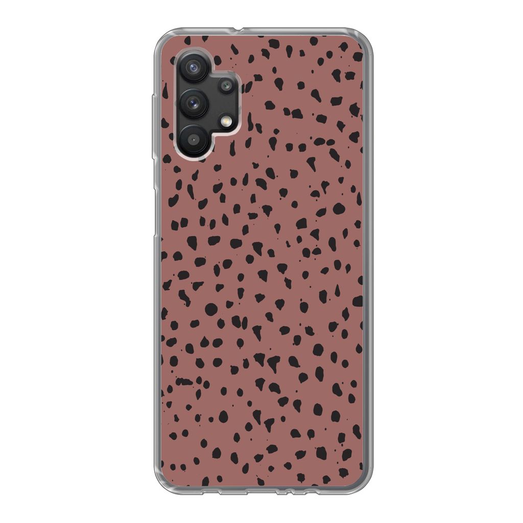 MuchoWow Handyhülle Schutzhülle Hülle für Samsung Galaxy A32 5G Polka dots - Muster - Schwarz Silikon Softcase Handy Hülle - Softcase