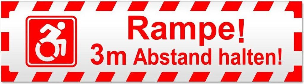 Kiwistar Rampe! Motiv 3m Abstand gestreift Magnetschild Schild magnetisch - 20cm Rot - Magnetfolie für Auto PKW Kfz