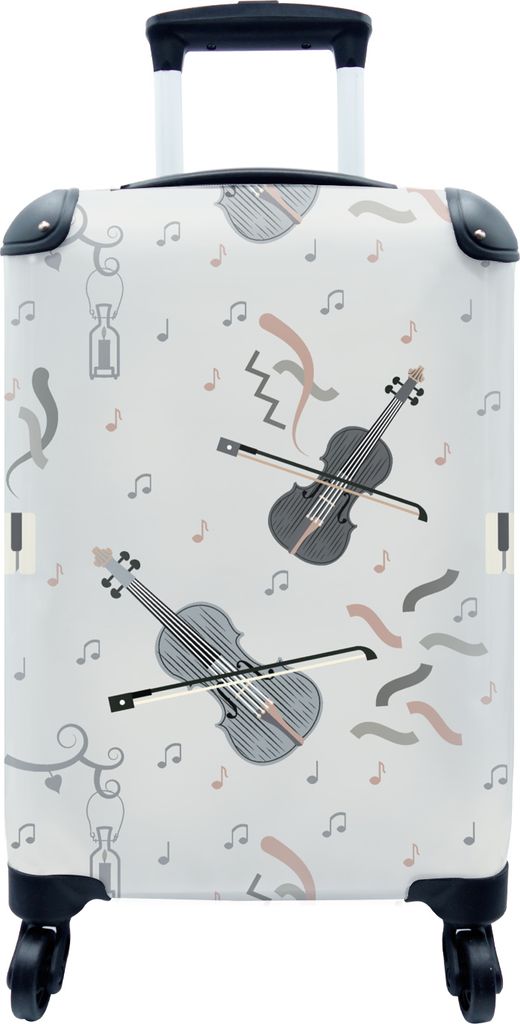 MuchoWow MuchoWow Koffer Handgepäck Trolley Rollkoffer Kleine Reisekoffer mit 4 Rollen - Muster - Musik - Geige - Cabin Size < 55x40x23 cm & 5...