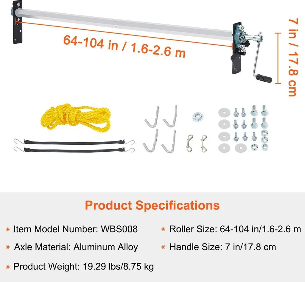 Kit Rouleau de Bâche pour Remorque et Camion à Ordures - Largeur Réglable