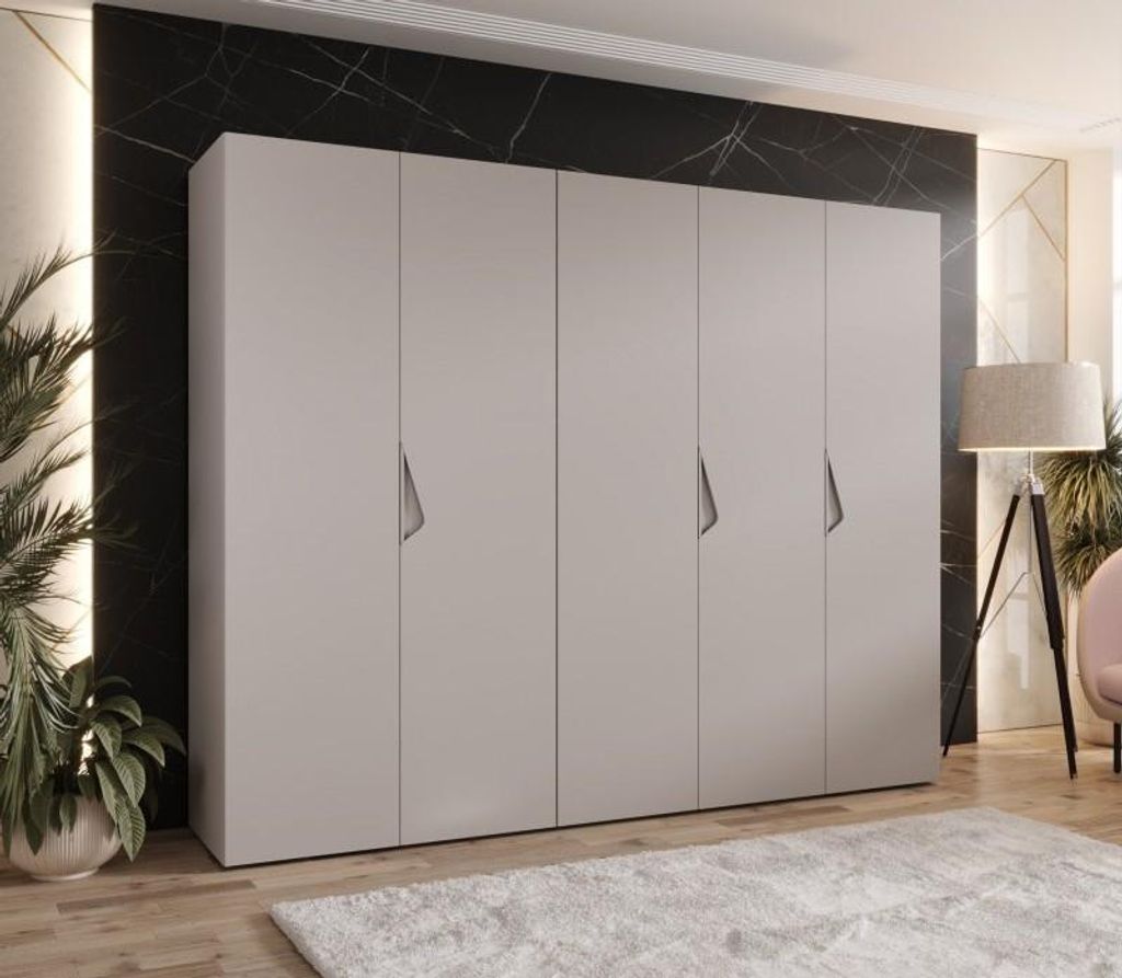 Breiter Kleiderschrank 250 cm AMARIS 1 - Kaschmir / Kaschmirgriffe