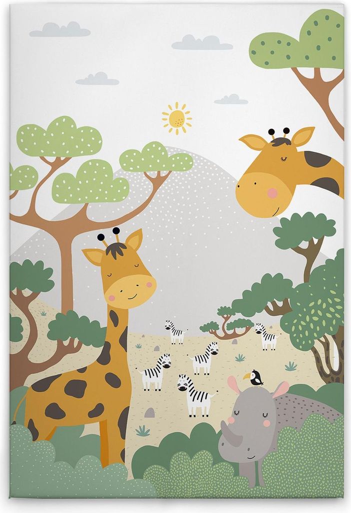 TADESSI Leinwandbild Dschungel Kinderzimmer - Wandbild 30 x 45 cm - Kunstdruck auf Leinwand in Grün Braun - M1-No.50649