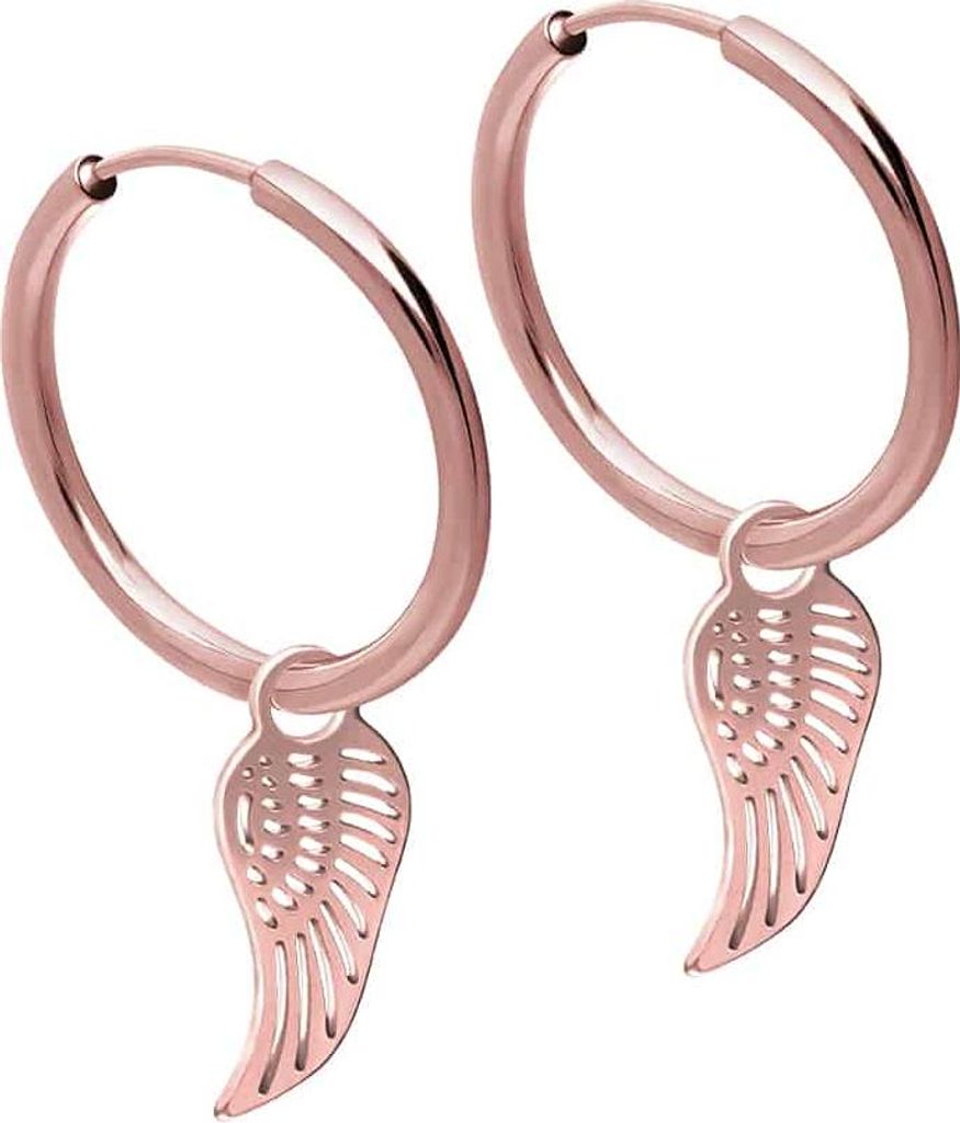 Chirurgenstahl Ohrclicker Creolen FLÜGEL RoséGold Innendurchmesser: 14mm + Designstärke: 1,6mm