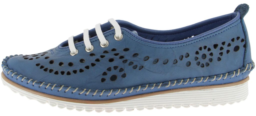 Andrea Conti Damen Schnürschuh aus Leder mit Cut-Outs 1881005, Größe:40 EU, Farbe:Blau
