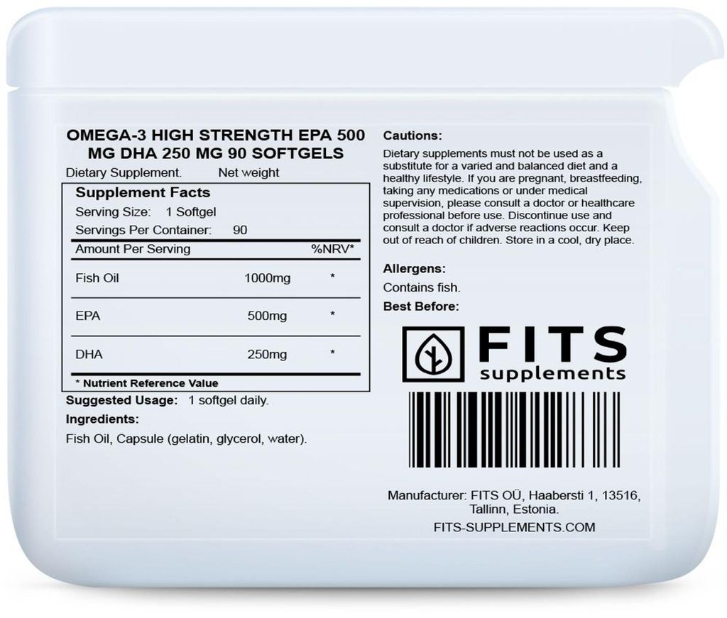 Oméga-3 haute concentration : 500 mg d'EPA et 250 mg de Image du produit 