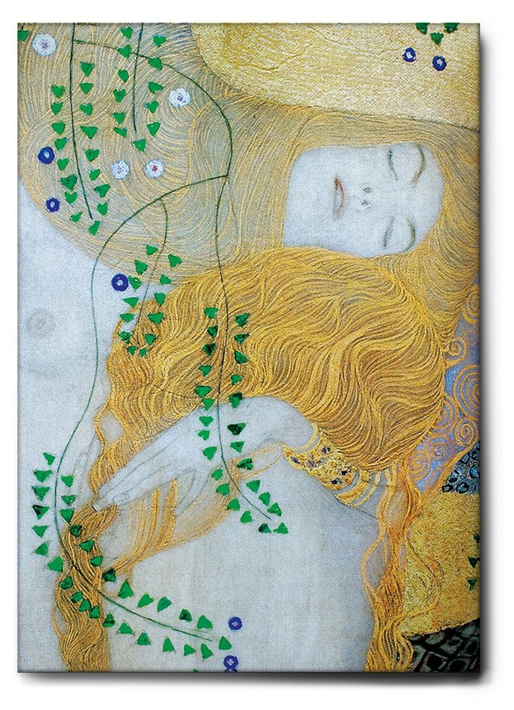 Giallobus - Detail der Wasserschlangen 1 - Gustav Klimt - 50L x 70W cm - Bild - Leinwand mit Standardrahmen