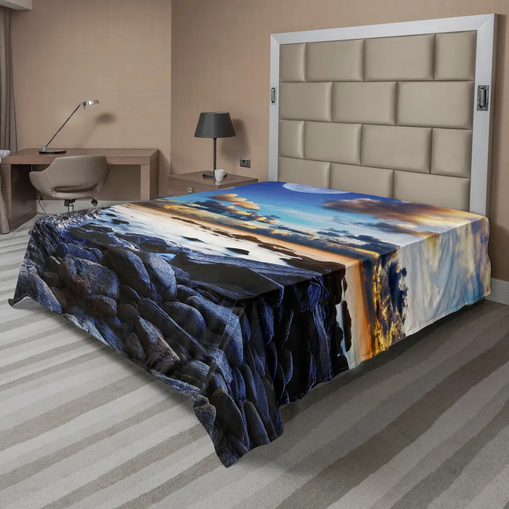 Drap de lit doux imprimé numérique océan 266x260 cm ultra confortable