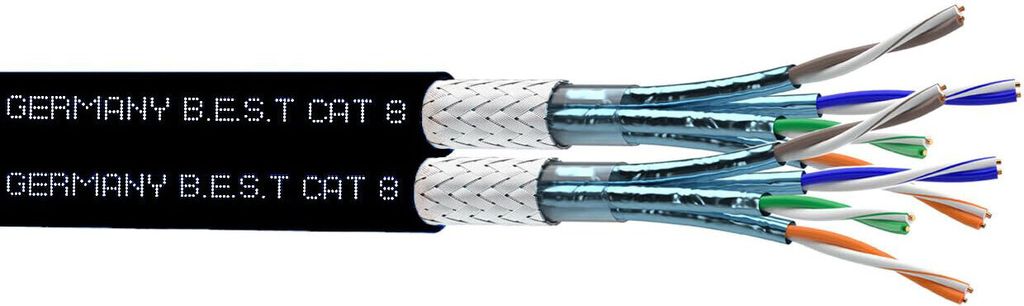 50m Germany B.e.s.t Duplex CAT 8.1 Outdoor Netzwerkkabel Verlegekabel Halogenfrei Installationskabel 40 Gbit/s LAN