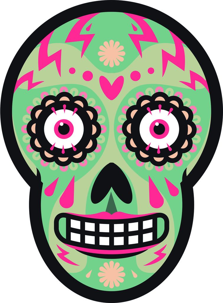 Kiwistar Totenkopf tukis Mehrfarbig WANDTATTOO 80 x 59cm - Dekoration für Kinderzimmer Schlafzimmer Wohnzimmer Küche Badezimmer