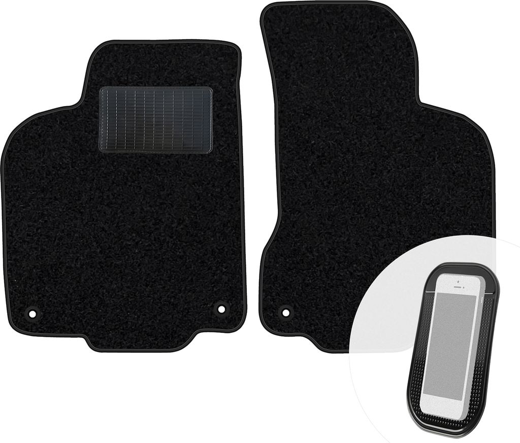 moto-MOLTICO Vorne Fußmatten Auto Velours Autoteppiche Schwarz Automatten Set 2-teilig passend für VW Polo II 1990-1994