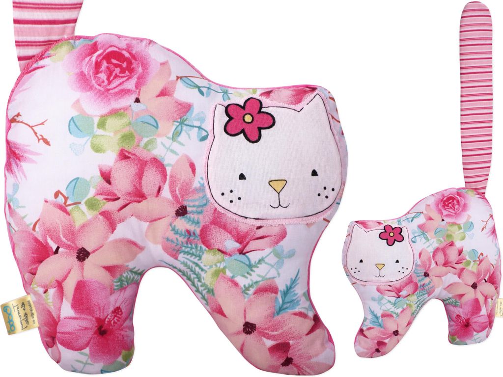 KATZE Plüschtier Kuschelkissen BOBO Baumwolle/Minky - rosa Blumen