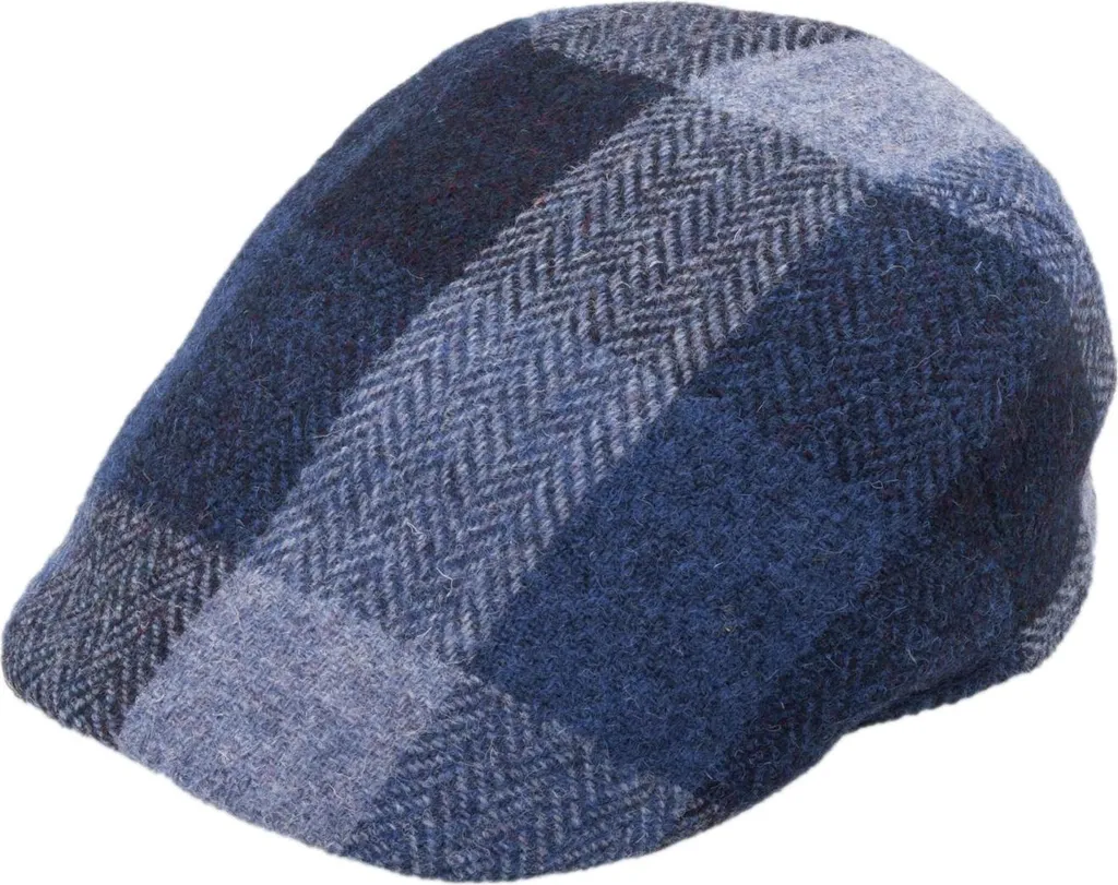 Casquette Flatcap Fiebig en Harris Tweed Multicolore et Doublure Coton